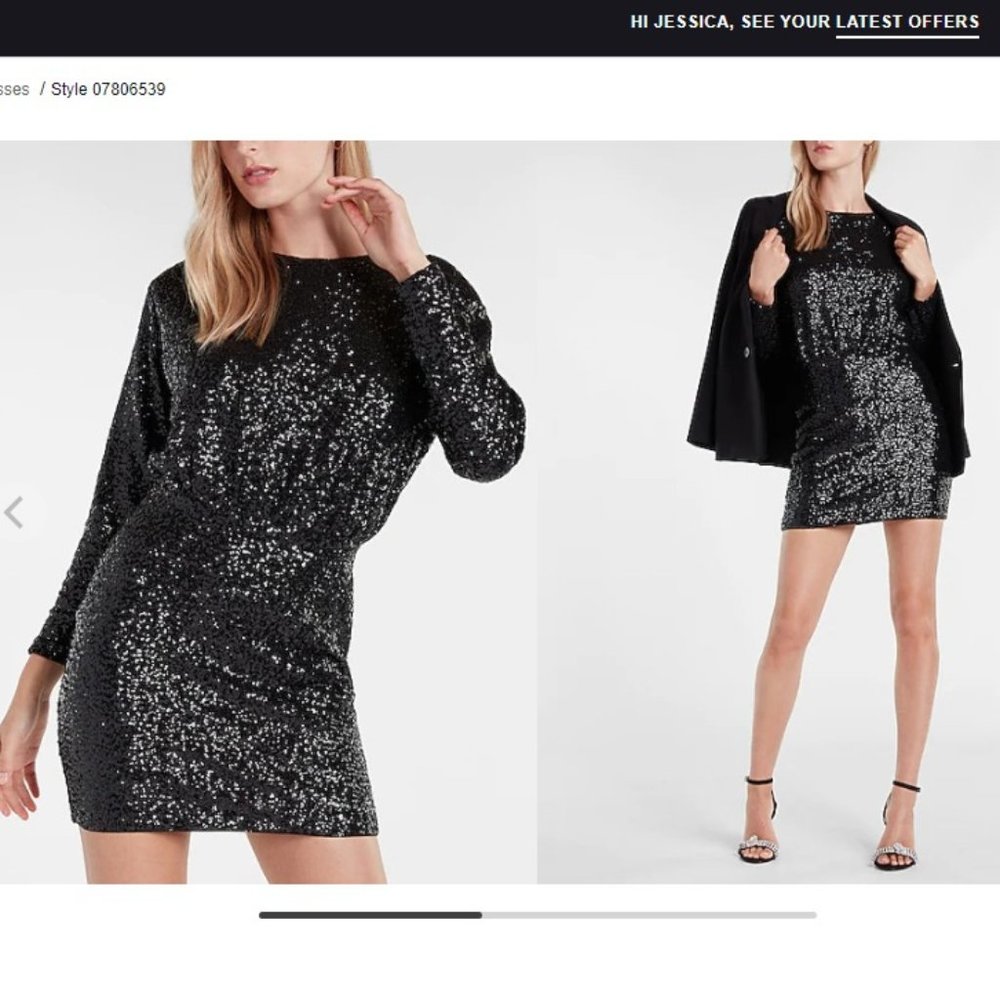 Express Sequin Strong Shoulder Mini Dress